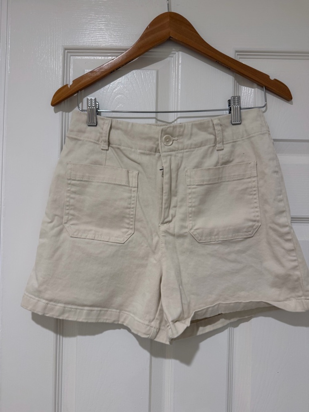 bagatelle Cream High-Waist Front Pocket Shorts